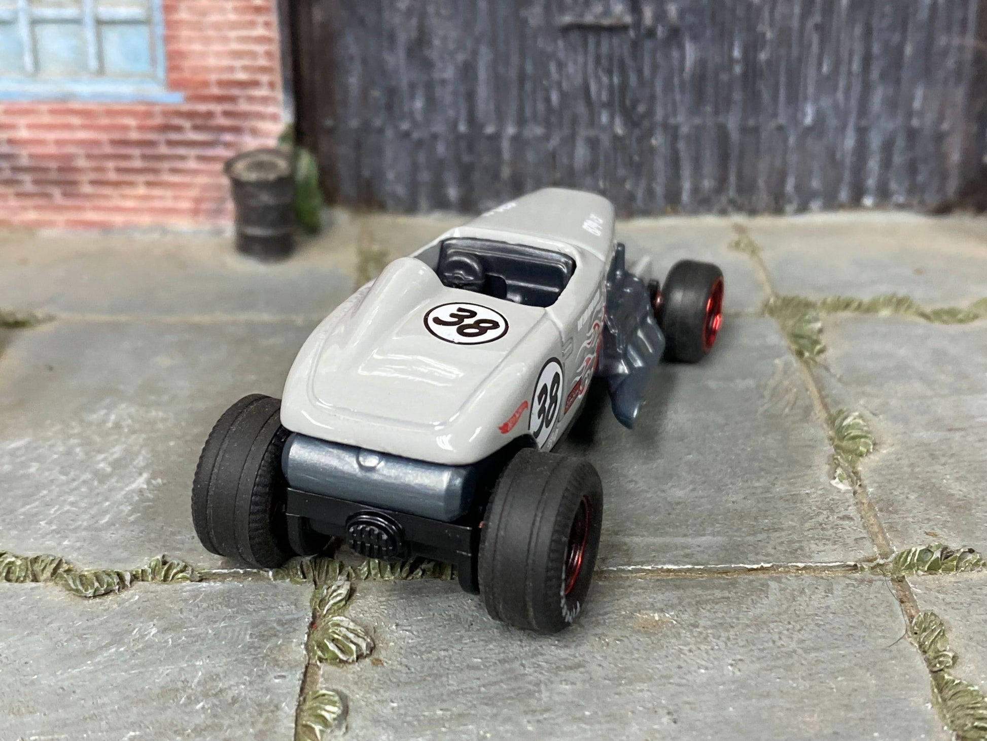 Custom Hot Wheels - 1928 Ford MAX STEEL - Gray38 - Black and Red Mag Wheels - Rubber Tires