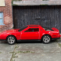 Custom Hot Wheels - 1984 Pontiac Firebird - Red and Black - Chrome Mag Wheels - Rubber Tires