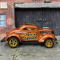 Custom Hot Wheels - 1937 Ford Gasser - Gold - Gold AMR Wheels - Rubber Tires