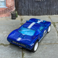 Custom Hot Wheels - Ford GT-40 - Blue and White - White Mag Wheels - Rubber Tires