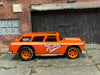 Custom Hot Wheels - 1955 Chevy Nomad Wagon - Orange and White - Orange 6 Spoke Wheels - Goodyear Rubber Tires
