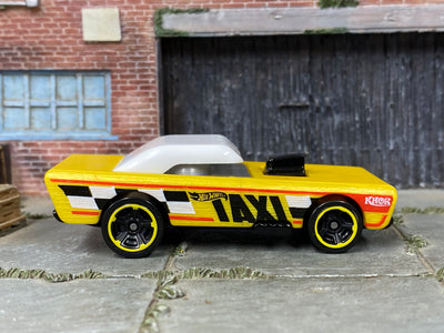 Loose Hot Wheels - Small Bloc Pine Wood Derby - Yellow TAXI