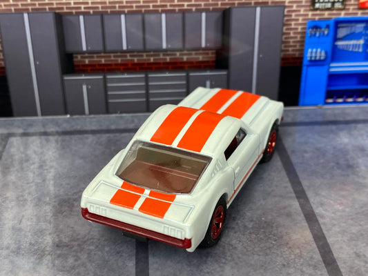 Custom Matchbox - 1965 Mustang GT - White and Red - Red Race Wheels - Rubber Tires