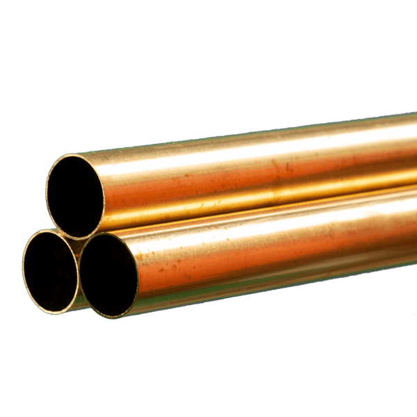 Round Brass Tube: 19/32" OD x 0.014" Wall x 36" Long (3 Pieces) — exact K&S Engineering product image