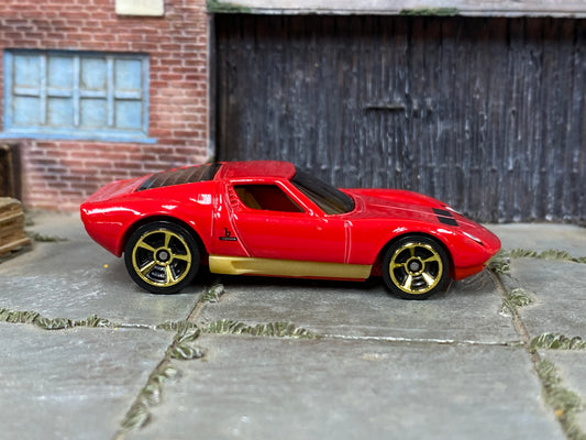 Loose Hot Wheels - 1971 Lamborghini Miura SV - Red and Gold