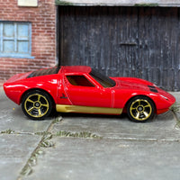 Loose Hot Wheels - 1971 Lamborghini Miura SV - Red and Gold
