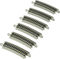 Six Bachmann 44821 N-scale half-section 11.25-inch-radius curves