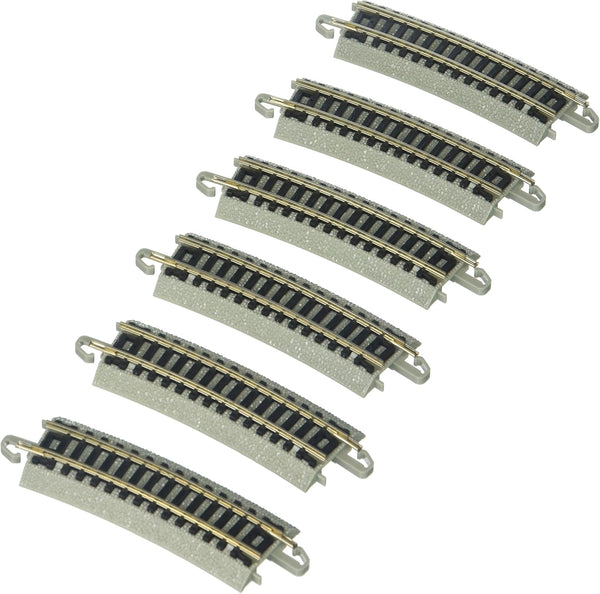 Six Bachmann 44821 N-scale half-section 11.25-inch-radius curves