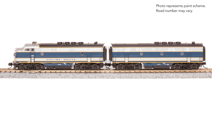 Broadway Limited Imports N EMD F3 A/B, Demo 754A1/754B1, Blue & Aluminum, A-unit Paragon4 Sound/DC/DCC, Unpowered B — product view 1