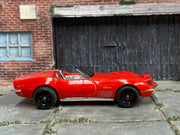 Custom Hot Wheels - 1970 Chevy Corvette Stingray Convertible -Red - Black Mag Wheels - Rubber Tires