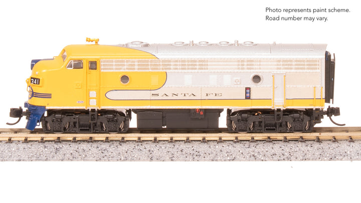 Broadway Limited Imports N EMD F7 AB, ATSF 341/345A, Yellow Warbonnet, A-unit Paragon4 Sound/DC/DCC, Unpowered B — product view 1