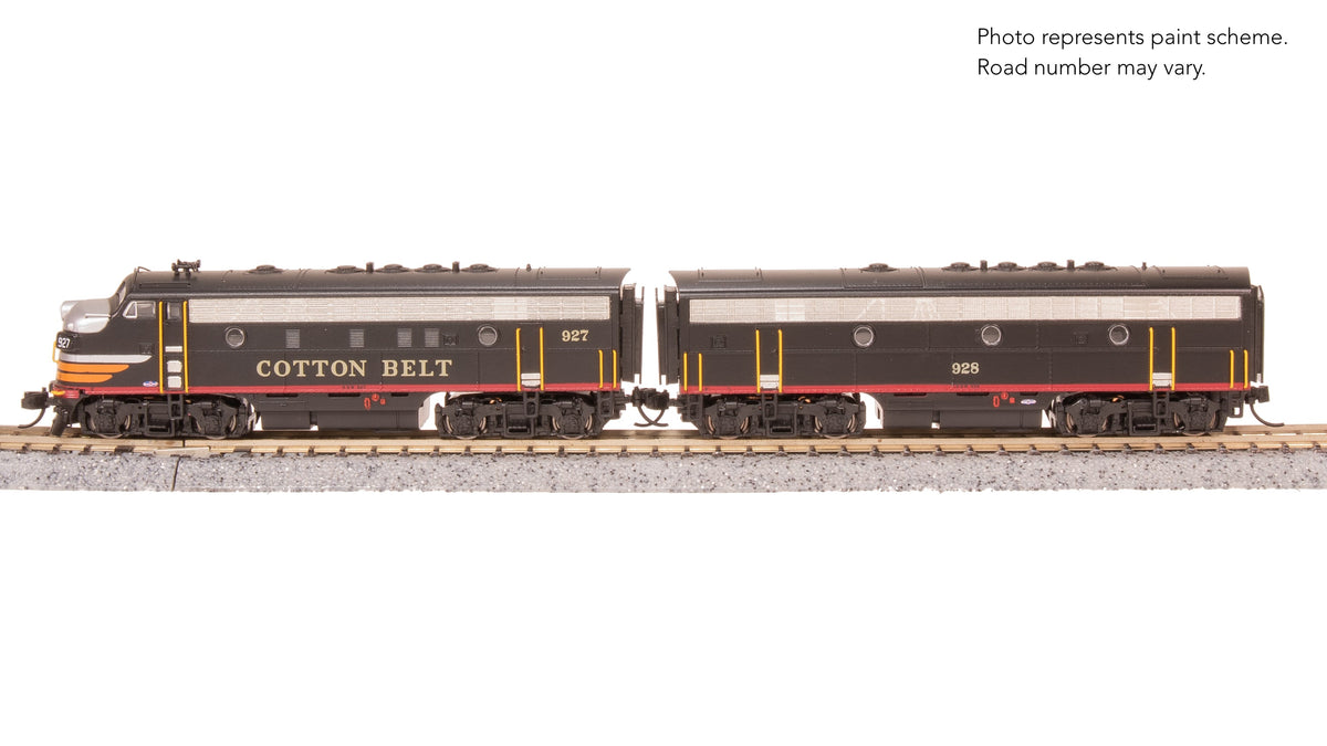 Broadway Limited Imports N EMD F7AB, Cotton Belt 927/928, Black Widow Scheme, A-unit Paragon4 Sound/DC/DCC, Unpowered B — product view 1