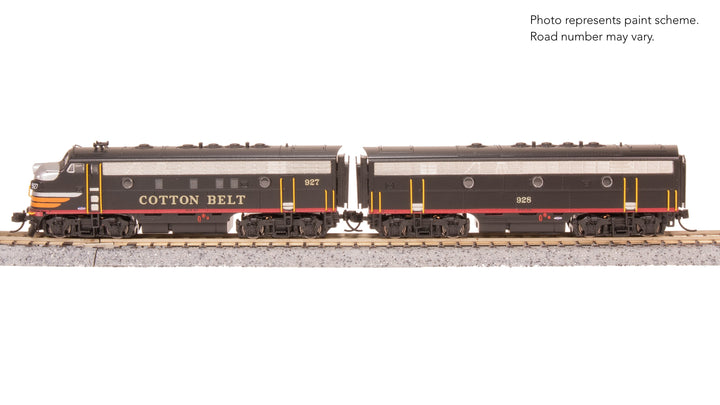 Broadway Limited Imports N EMD F7AB, Cotton Belt 927/928, Black Widow Scheme, A-unit Paragon4 Sound/DC/DCC, Unpowered B — product view 1