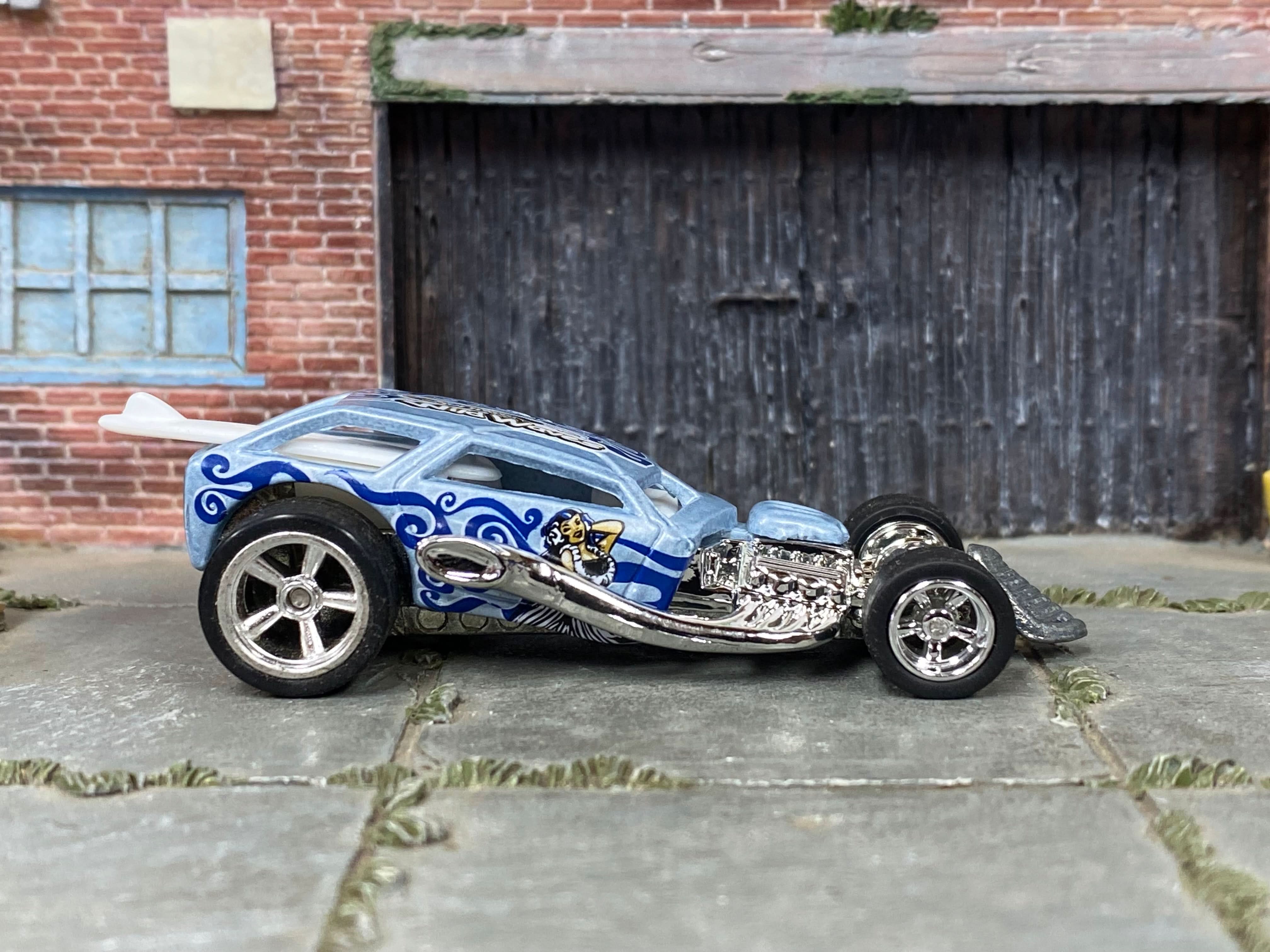Custom Hot Wheels - Surf Crate Hot Rod - Blue Wild Waves - Chrome Mag ...