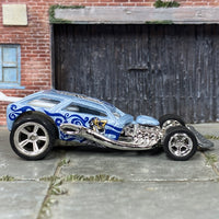 Custom Hot Wheels - Surf Crate Hot Rod - Blue Wild Waves - Chrome Mag Wheels - Rubber Tires