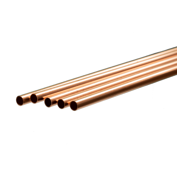 Round Copper Tube: 1/4" OD x 0.014" Wall x 36" Long (5 Pieces) — exact K&S Engineering product image