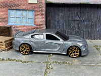 Assembled unpainted 2020 Dodge Charger Hellcat DIY kit, side view