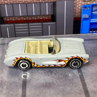 Loose Hot Wheels - 1956 Chevy Corvette - Barbie Gray and White with Flames