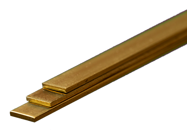 Brass Strip: 0.5mm Thick x 6mm Wide x 300mm Long (3 Pieces) — exact K&S Engineering product image