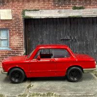 Custom Matchbox - 1969 BMW 2002 - Red - Black 4 Spoke Wheels - Rubber Tires