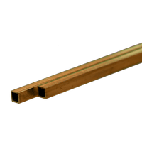 Square Brass Tube: 4mm OD x 0.45mm Wall x 300mm Long (2 Pieces) — exact K&S Engineering product image