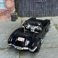 Custom Hot Wheels - 1958 Chevy Corvette - Black - Smoked Chrome Mag Wheels - Rubber Tires