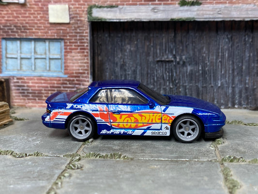 Custom Hot Wheels - Nissan Silvia (S13) - Hot Wheels Blue - Gray Mag Wheels - Rubber Tires