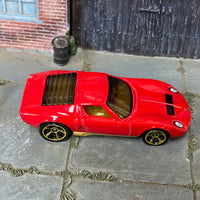 Loose Hot Wheels - 1971 Lamborghini Miura SV - Red and Gold
