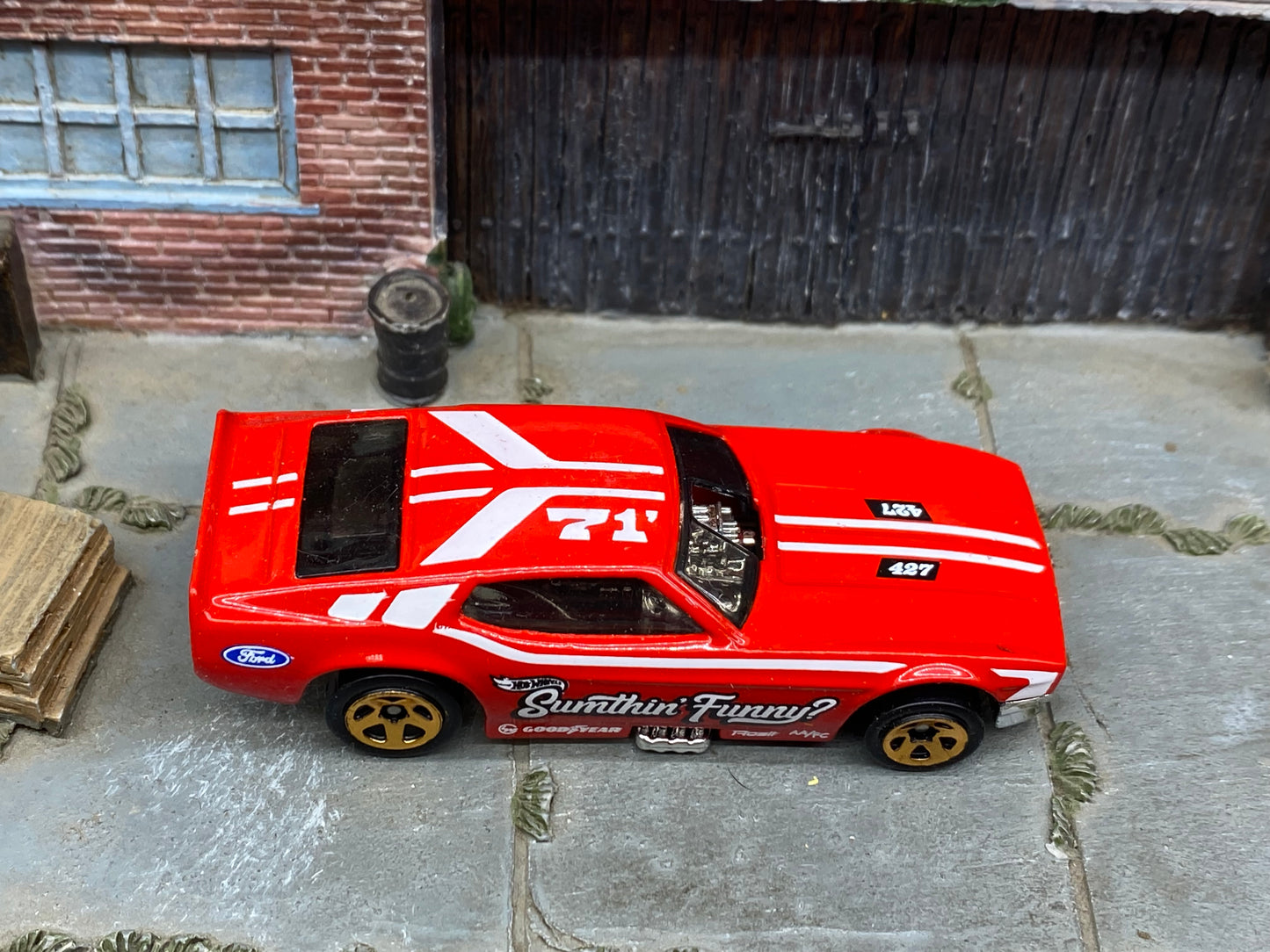 Loose Hot Wheels - 1971 Ford Mustang Funny Car - Red and White