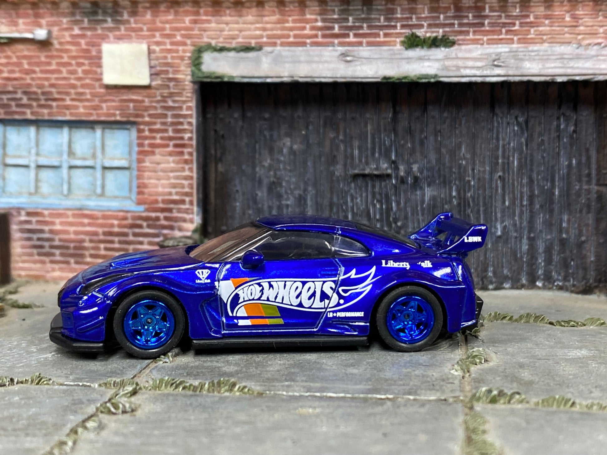 Custom Hot Wheels - LB Silhouette Works GT Nissan 35GT-RR - Blue Hot Wheels - Blue Mag Wheels - Rubber Tires