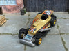 Custom Hot Wheels - Pro Stock Drag Car - Gold and Black Skulls and Flames - Gold Mag Wheels - Firestone Rubber Tires