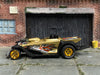 Custom Hot Wheels - Pro Stock Drag Car - Gold and Black Skulls and Flames - Gold Mag Wheels - Firestone Rubber Tires