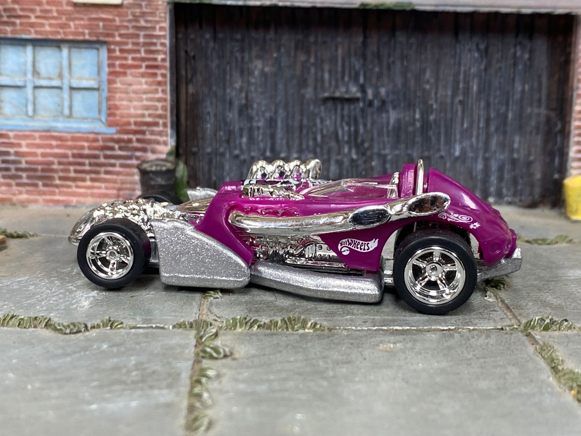 Custom Hot Wheels - Saltflat Racer - Purple - Chrome Mag Wheels - Rubber Tires