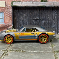 Custom Hot Wheels - 1967 Pontiac Firebird - Satin Gray and Gold 53 Years - Gold Mag Wheels - Redline Rubber Tires