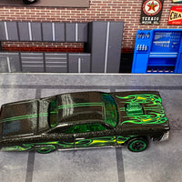 Loose Hot Wheels - Layin' Low Lowrider - Black and Green with Flames