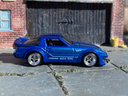 Custom Hot Wheels - Mazda RX-7 - Blue Greedy - Chrome 4 Spoke Wheels - Rubber Tires