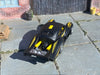 Custom Hot Wheels - VW KAFER Racer - Mooneyes Satin Black and Yellow - Chrome AMR Wheels - Rubber Tires