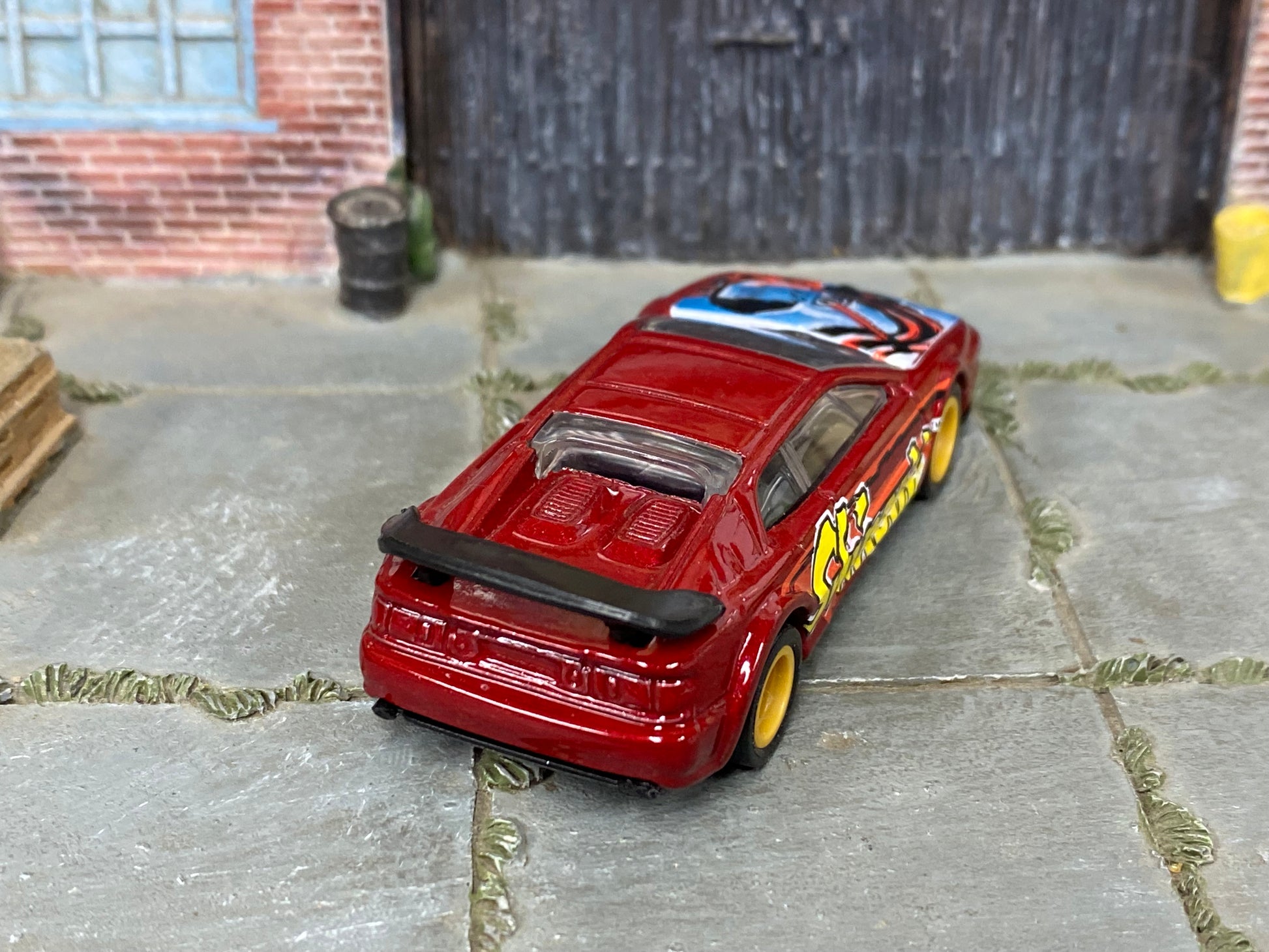 Custom Hot Wheels - Lotus Esprite - Dark Red and Yellow "Shinobi" - Yellow Mag Wheels - Rubber Tires