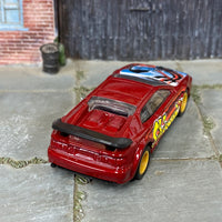 Custom Hot Wheels - Lotus Esprite - Dark Red and Yellow "Shinobi" - Yellow Mag Wheels - Rubber Tires