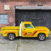 Custom Hot Wheels - 1978 Dodge D-100 Lil'Red Express - Yellow and White - Chrome Mag Wheels - Rubber Tires