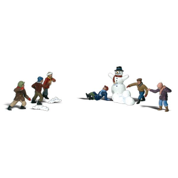 Woodland Scenics A2183 N Scale Snowball Fight actual painted miniature figures