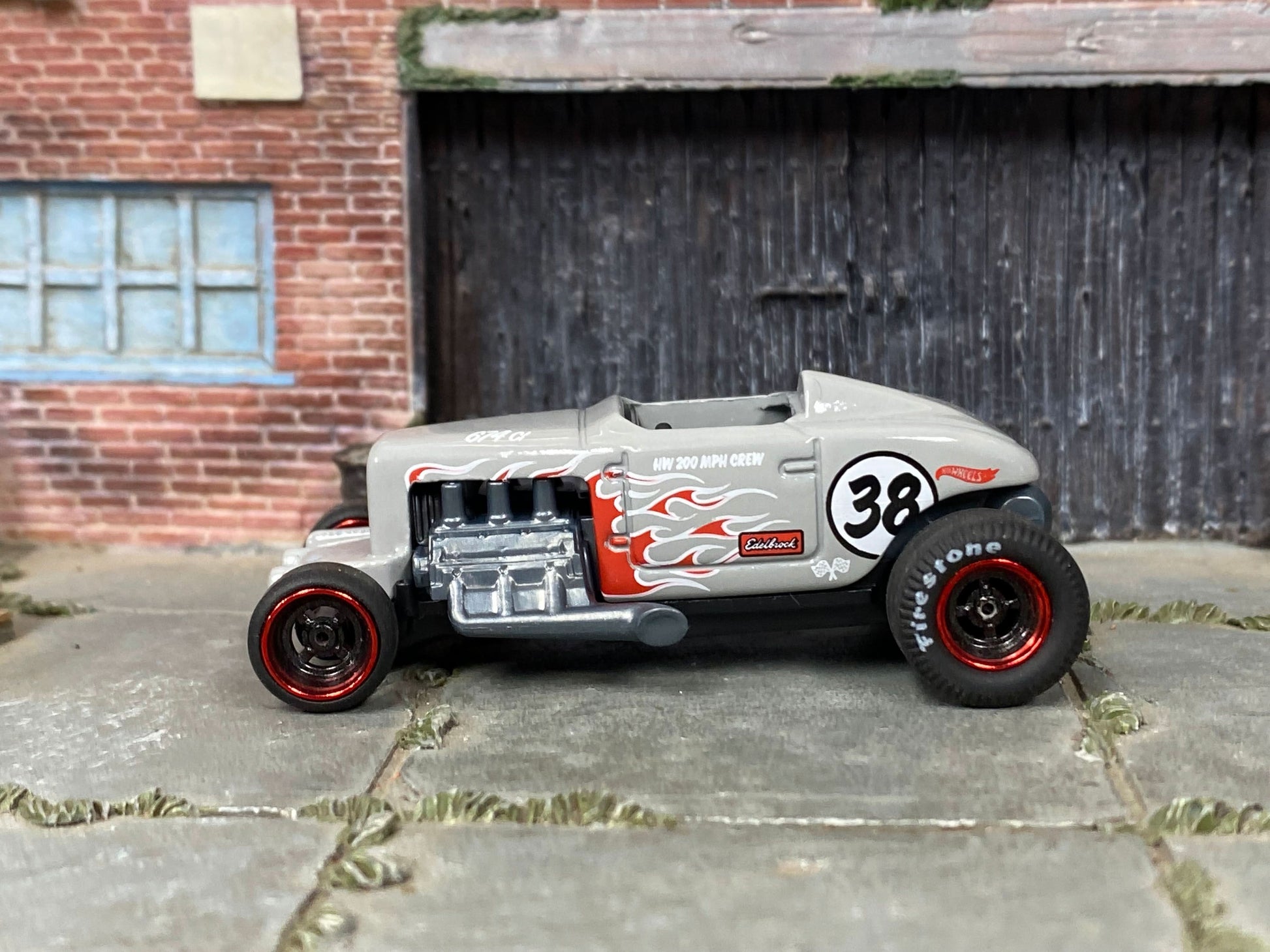Custom Hot Wheels - 1928 Ford MAX STEEL - Gray38 - Black and Red Mag Wheels - Rubber Tires