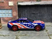 Custom Hot Wheels - 2018 Ford Mustang GT - Blue Stars and Stripes - Red Mag Wheels - Rubber Tires
