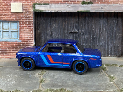Custom Hot Wheels - BMW 2002 - Blue - Black and Blue Mag Wheels - Rubber Tires
