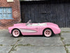 Custom Hot Wheels - 1956 Chevy Corvette - Barbie Pink and White - Pink 4 Spoke Wheels - Rubber Tires