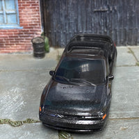 Custom Matchbox - Subaru SVX - Black - Black and Gold Race Wheels - Rubber Tires