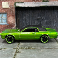 Custom Hot Wheels - 1968 Mercury Cougar - Green and Black - Green and Black 6 Spoke Wheels - Rubber Tires