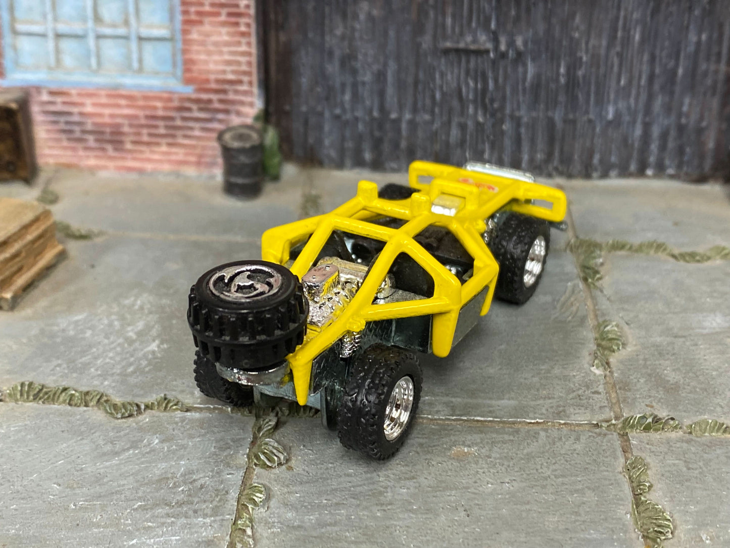 Custom Hot Wheels - Roll Cage Dune Buggy San Rail - Yellow - Chrome Mag Wheels - Off Road Rubber Tires