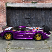 Custom Hot Wheels - Porsche 911 GTI-98 - Purple and White 27 - Gold Mag Wheels - Rubber Tires