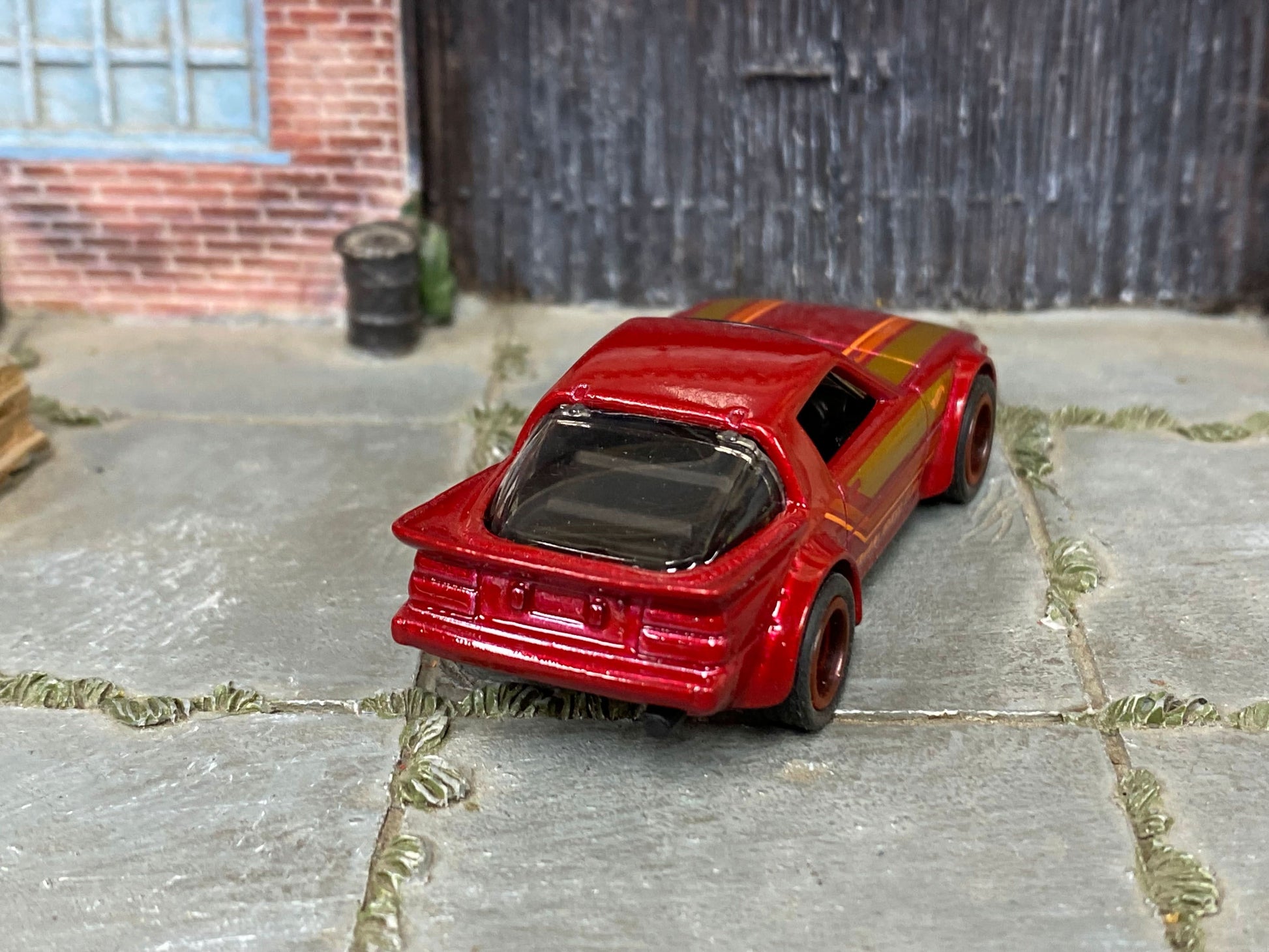Custom Hot Wheels - Mazda RX-7 - Dark Red and Gold - Red Mag Wheels - Rubber Tires